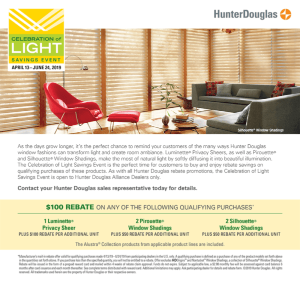Hunter Douglas Blinds Dealer Promotion Coupon