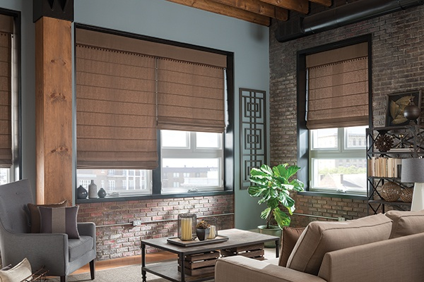 Roman Shades in a living room